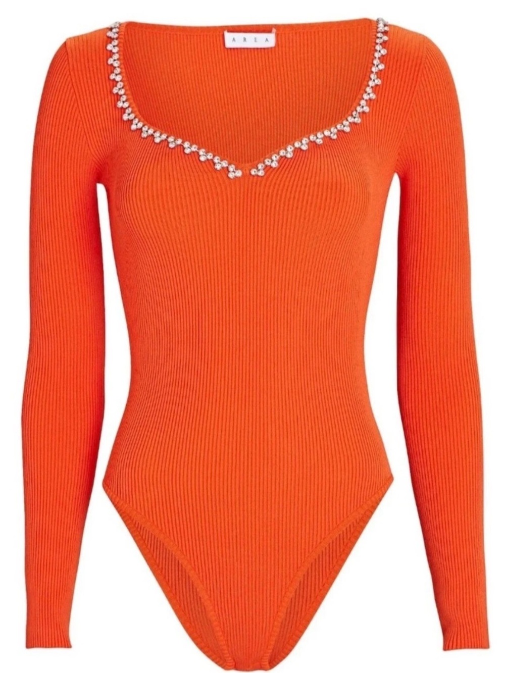 Area Long Sleeve Bodysuit crystals in Orange Size Medium